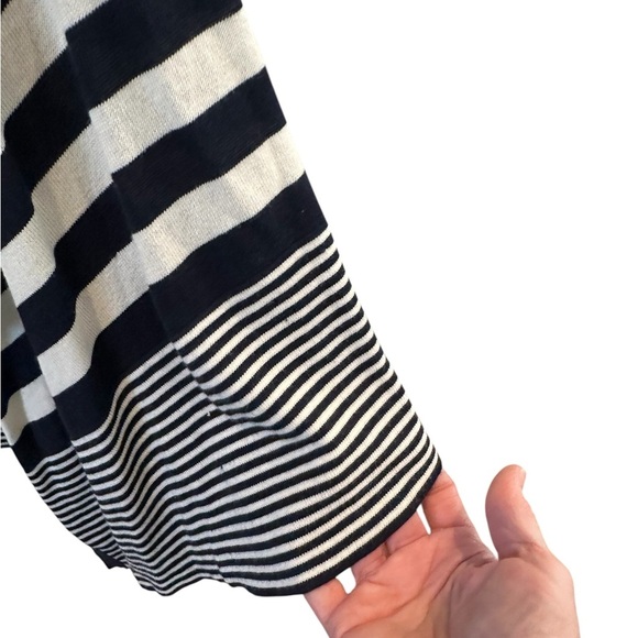Jana Women’s M Nautical Stripe Open Front Waterfall Cardigan Navy & White - Picture 6 of 7